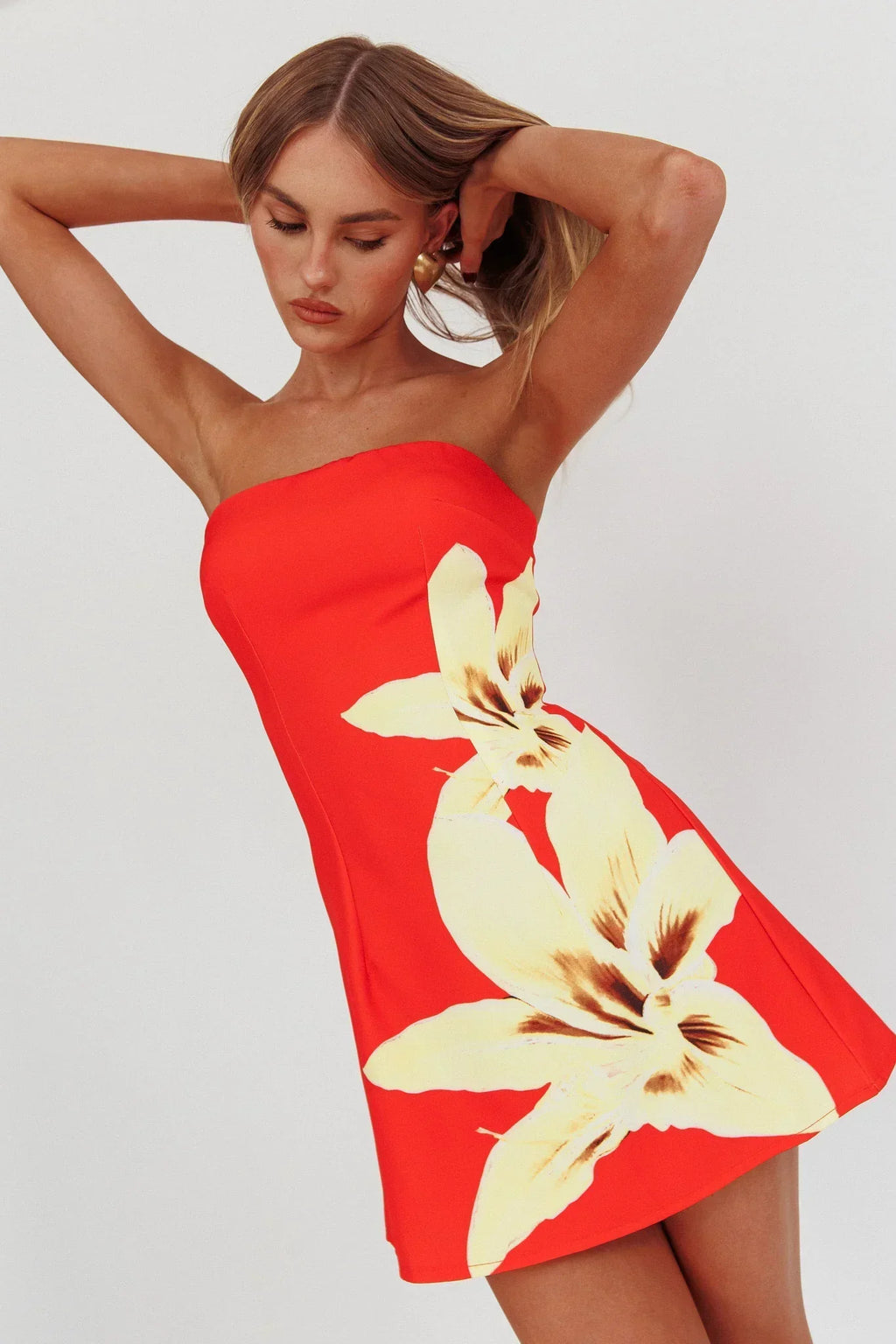 Mini-robe bustier Heart To Heart rouge vif