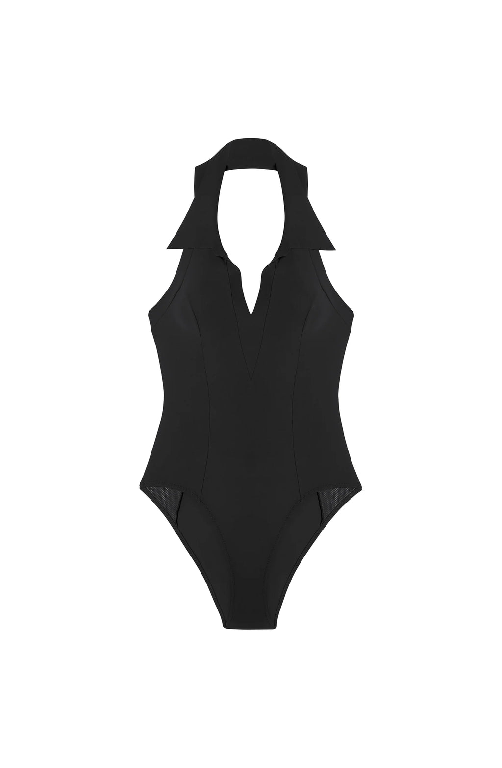 edith Black swimsuit with blouse collar