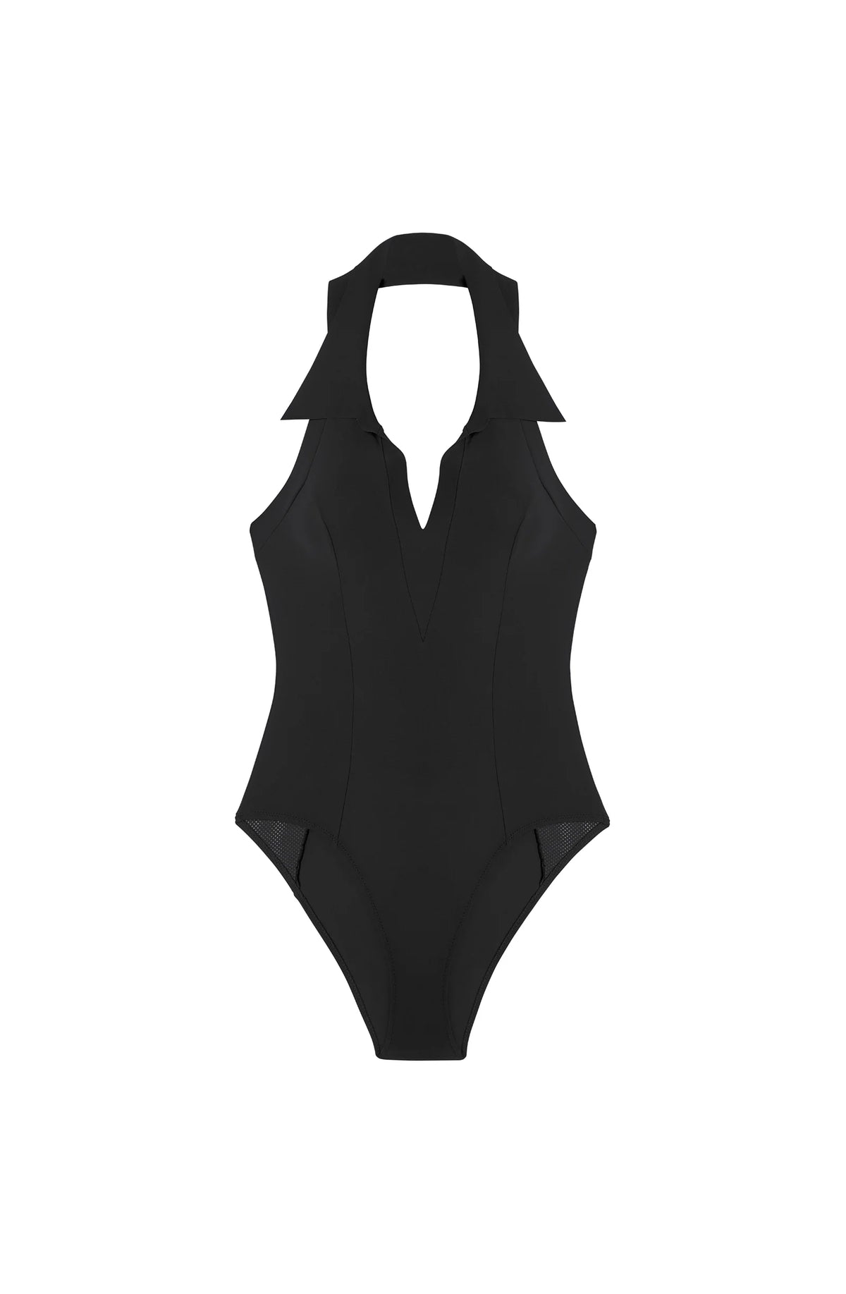 edith Black swimsuit with blouse collar