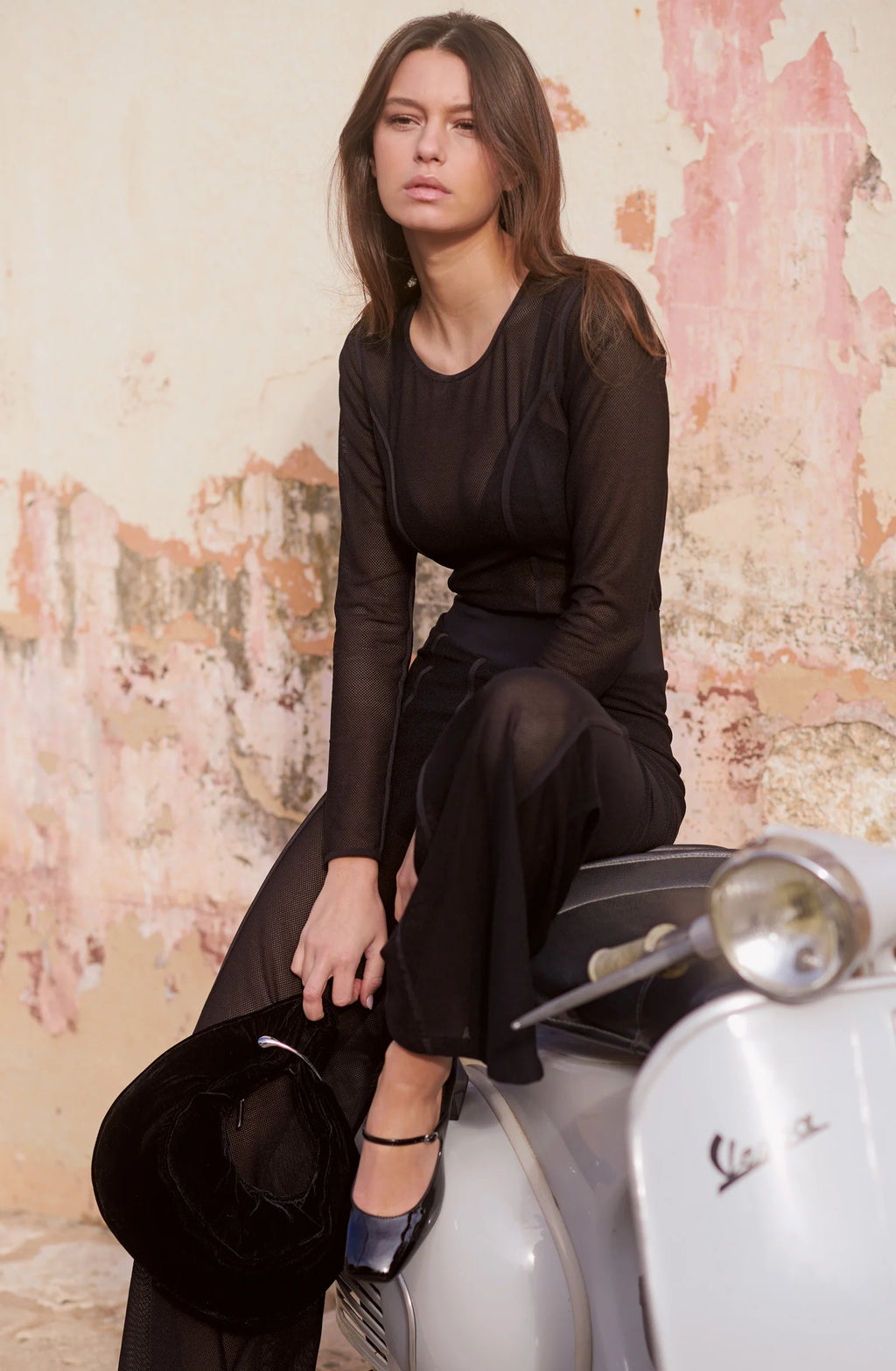 Pantalon résille noir mili