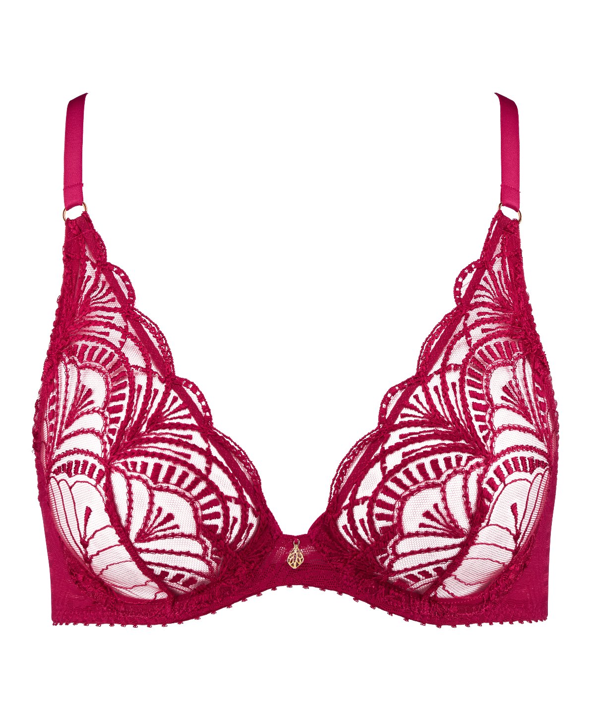 Vibes Soutien-gorge triangle à armatures Rouge Love et Uni Bordeaux