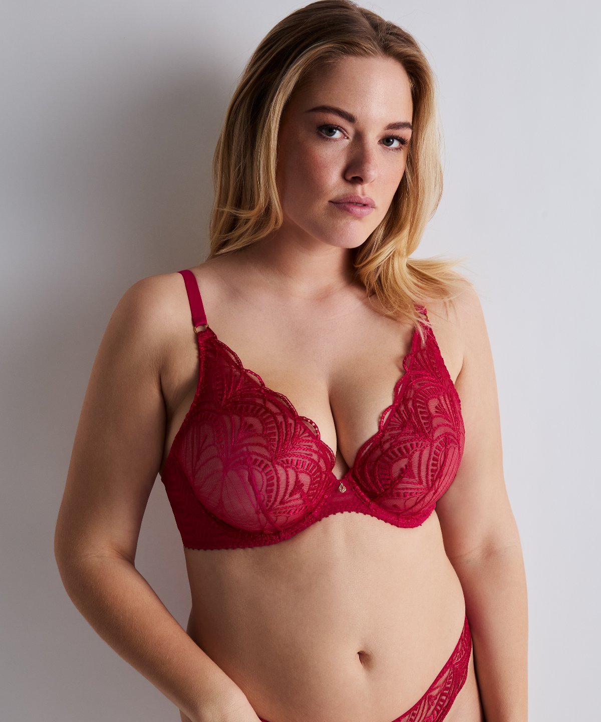 Vibes Soutien-gorge triangle à armatures Rouge Love et Uni Bordeaux