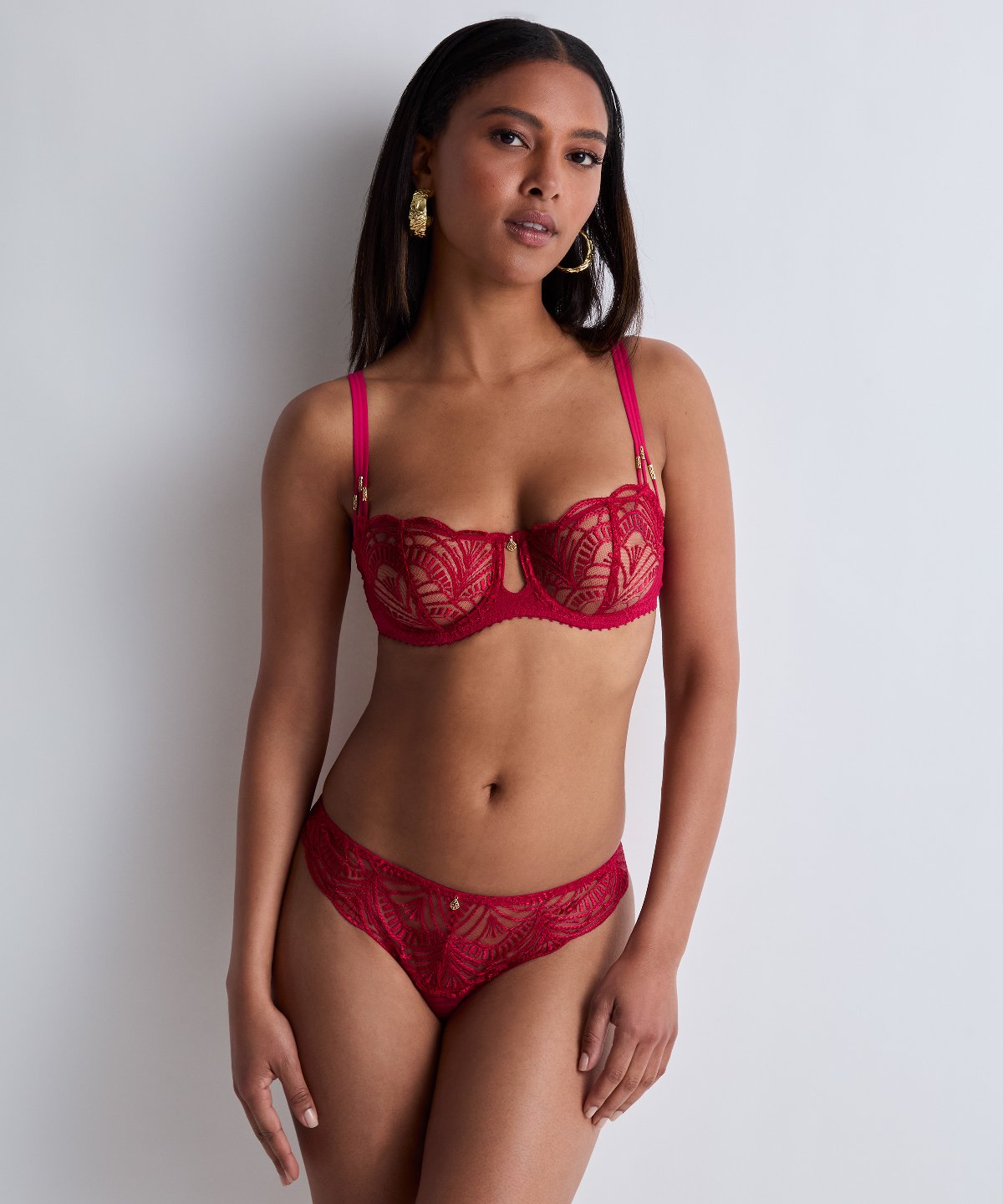 Vibes Soutien-gorge corbeille avec armatures Rouge Love et Uni Bordeaux