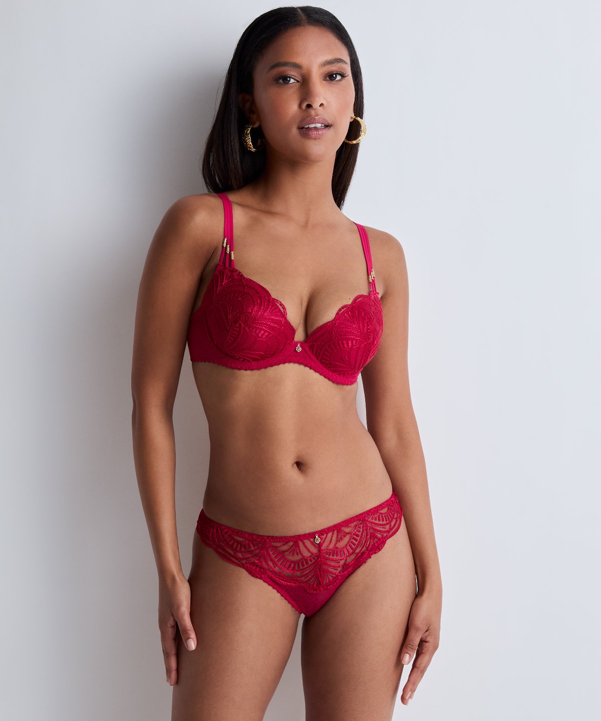 Vibes Soutien-gorge Push-up à coques Rouge Love et Uni Bordeaux