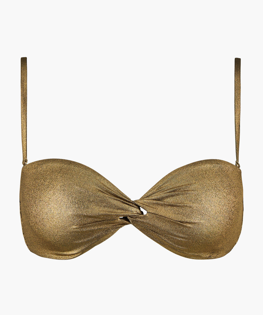 Haut de maillot de bain bandeau Sunlight Glow avec bonnets amovibles Or antique