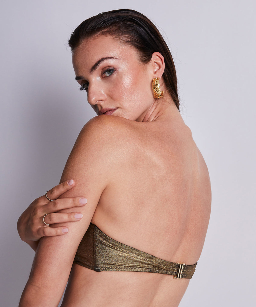 Haut de maillot de bain bandeau Sunlight Glow avec bonnets amovibles Or antique