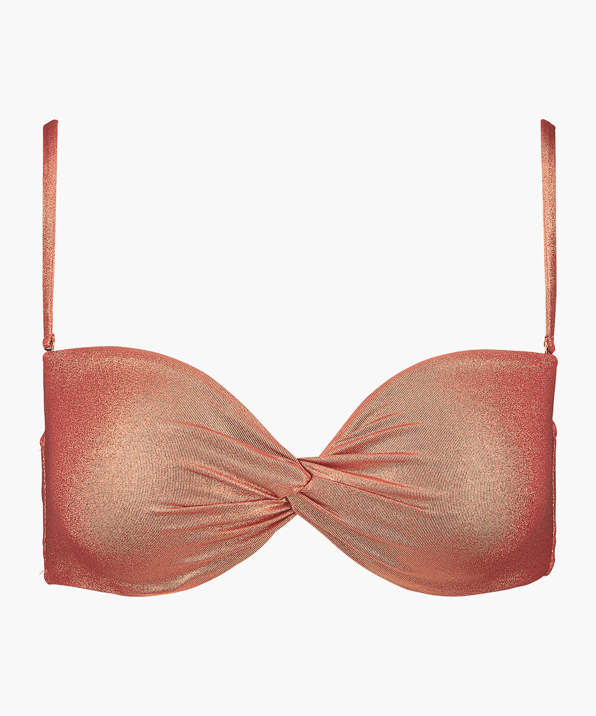 Sunlight Glow Bandeau Bikini Top with Removable Pads Copper