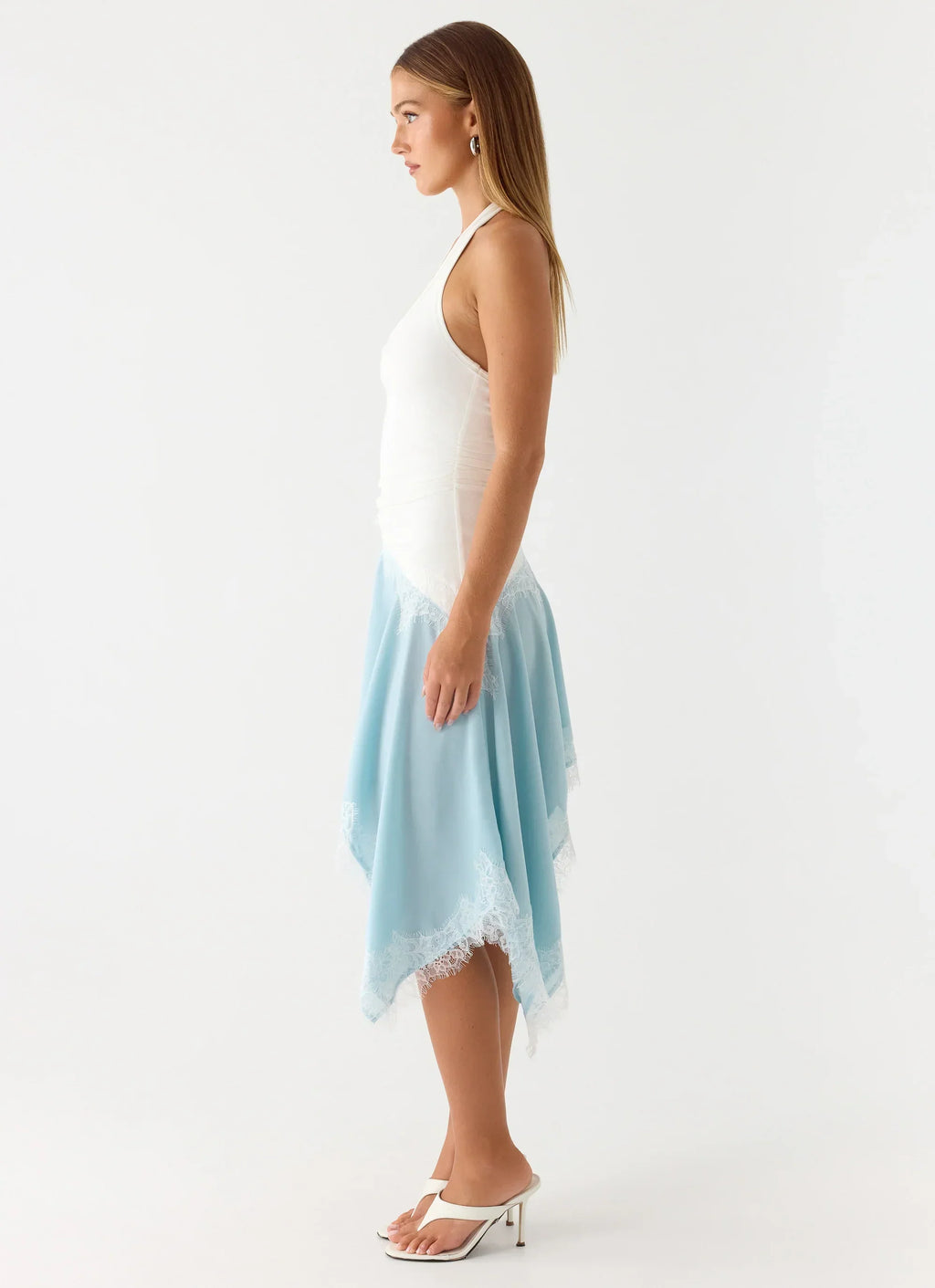 Robe midi Brionee – Bleu pâle et blanc