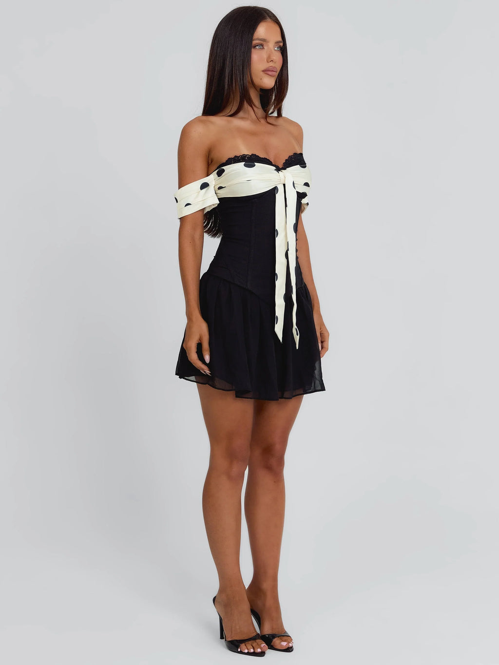 Mini-robe Presley à pois noirs