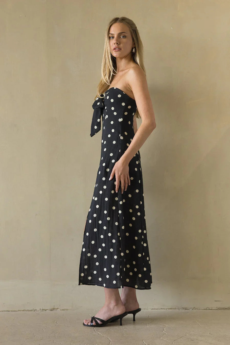 Robe mi-longue en lin à pois Jenae