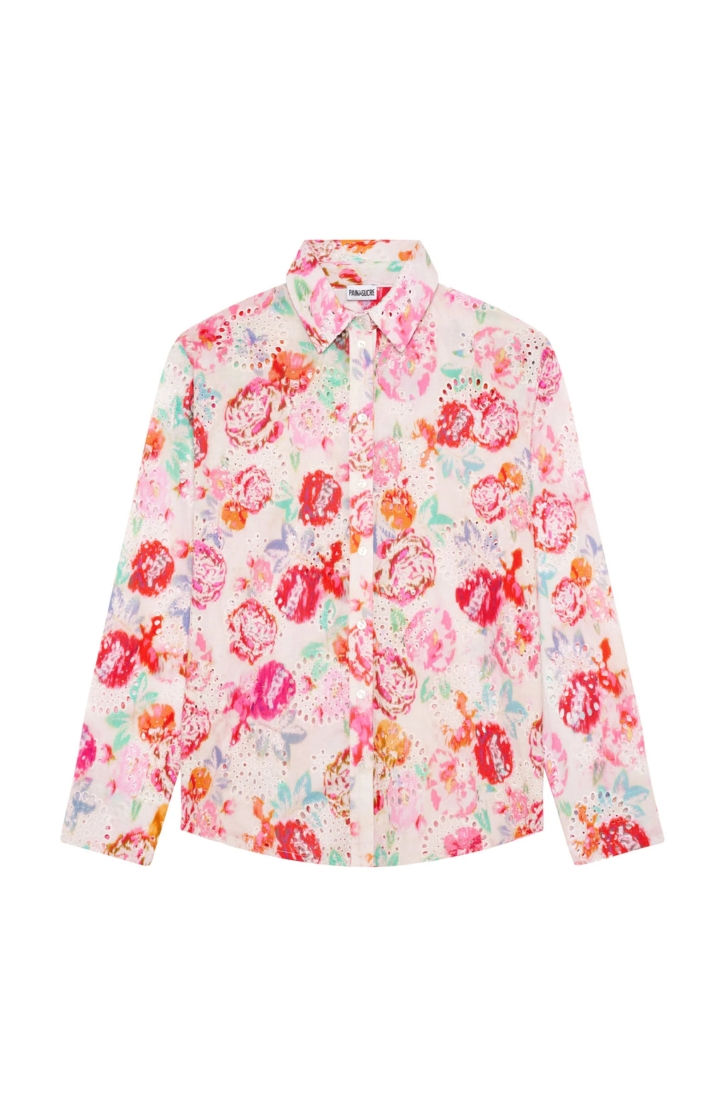 cyntia Button-down shirt in printed English embroidery
