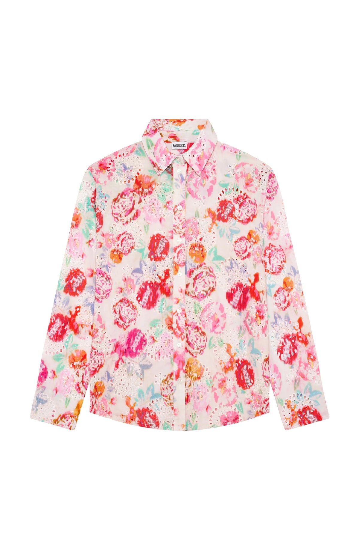 cyntia Button-down shirt in printed English embroidery