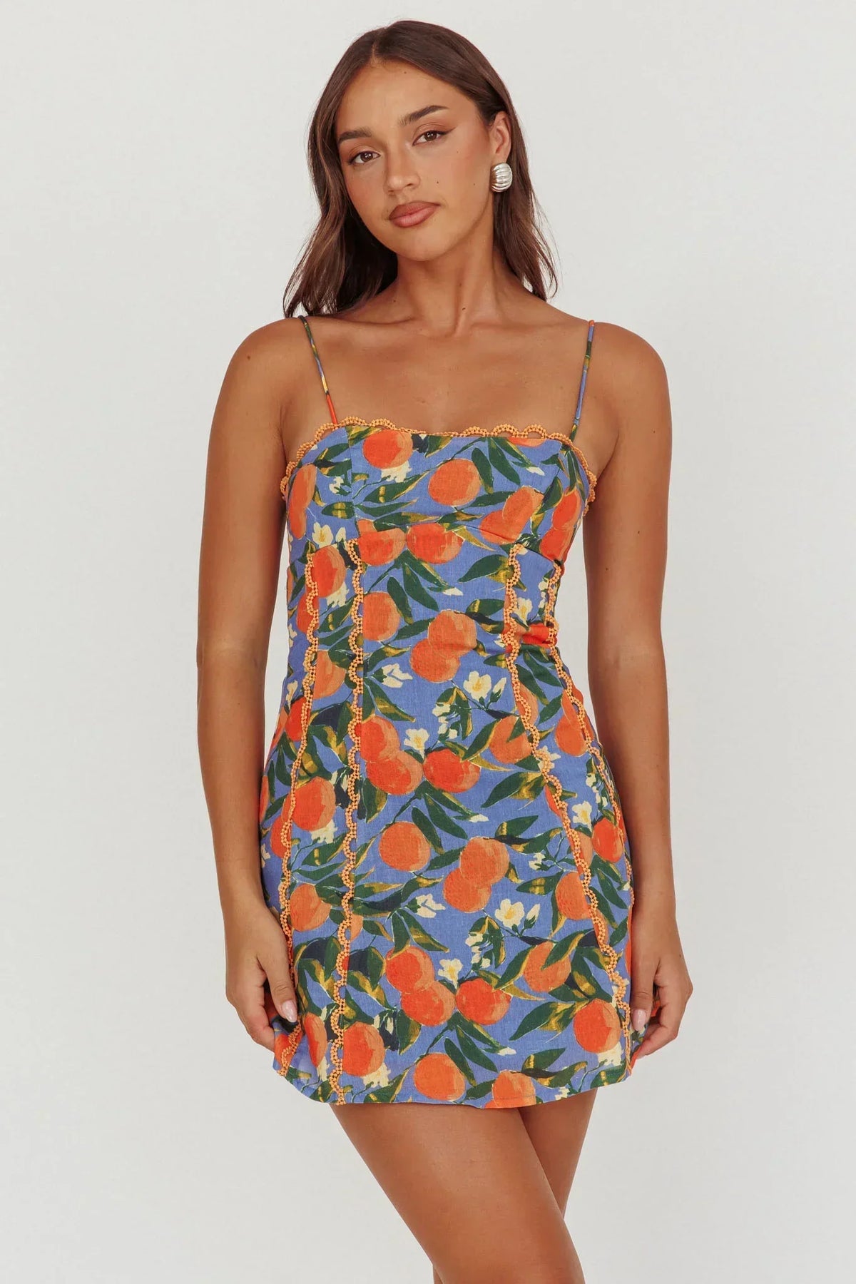 Mini-robe Chamberlain à bord festonné orange vif