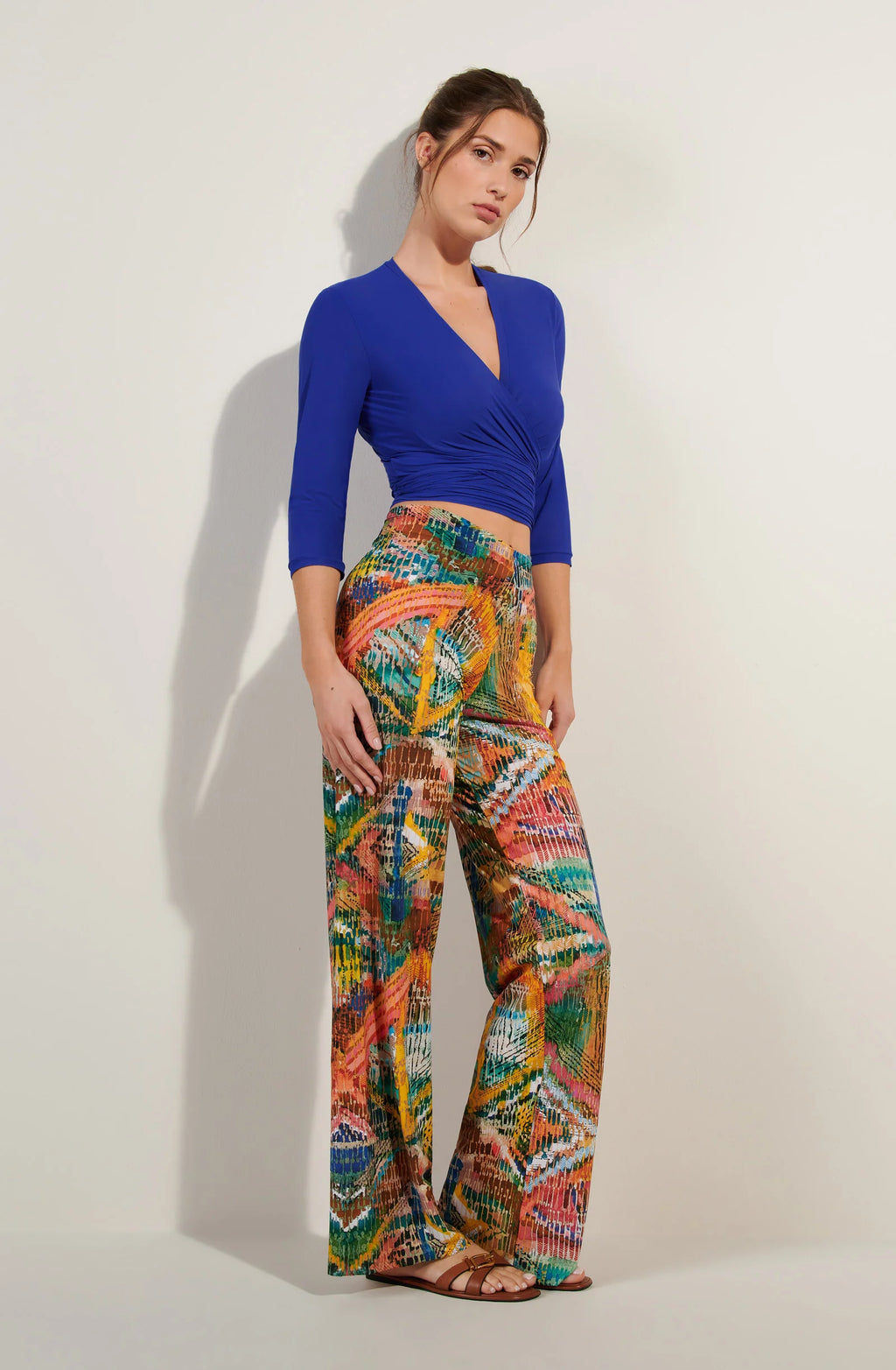 luiza Sapphire Long Sleeve Wrap Top