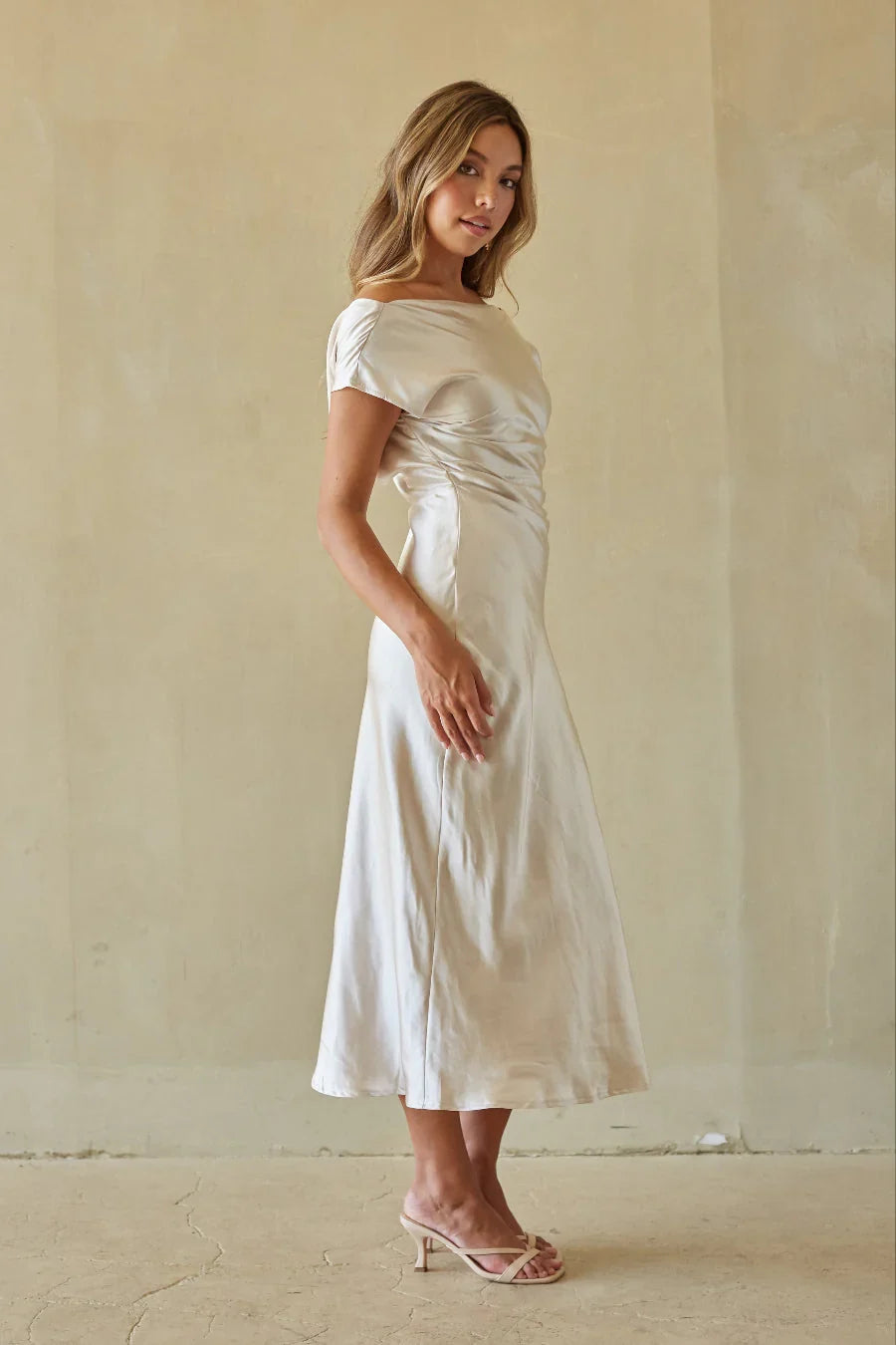 Kaiden Satin Cowl Midi Dress