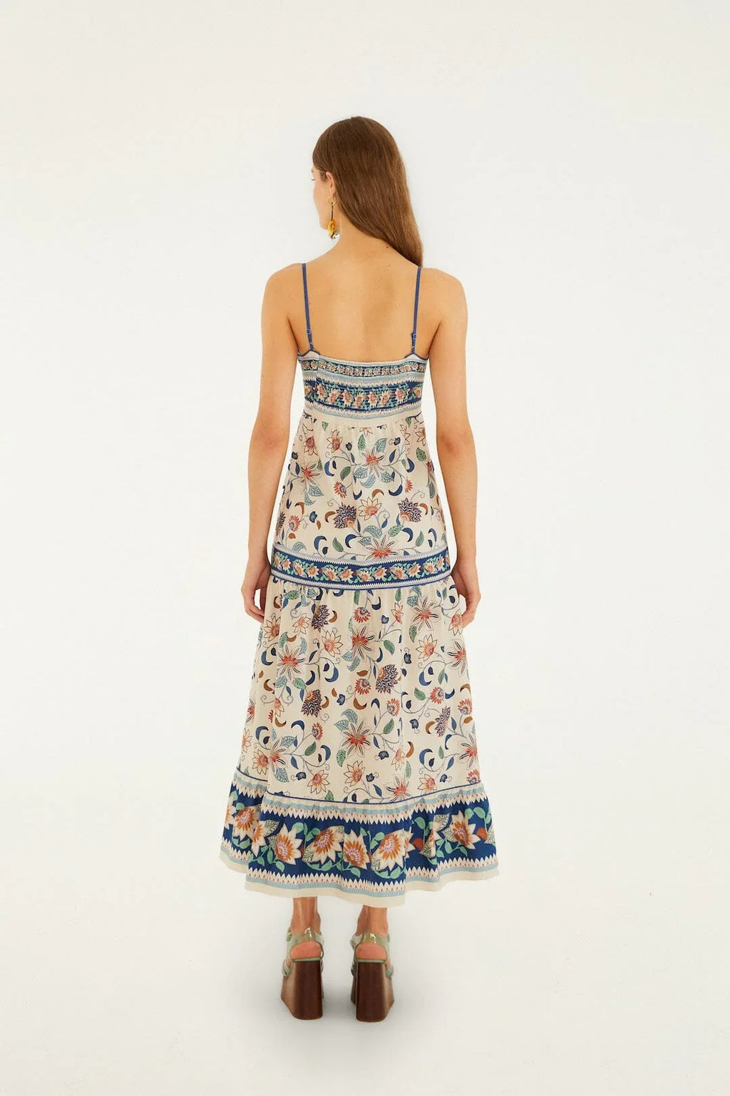 Robe midi en tapisserie florale rose pâle Delhi