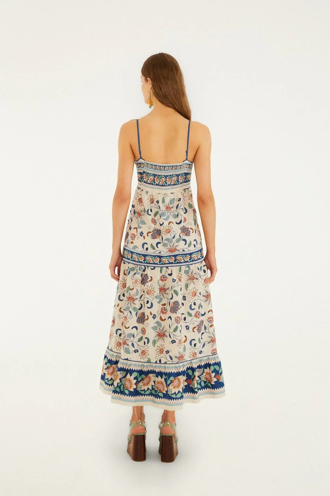 Robe midi en tapisserie florale rose pâle Delhi