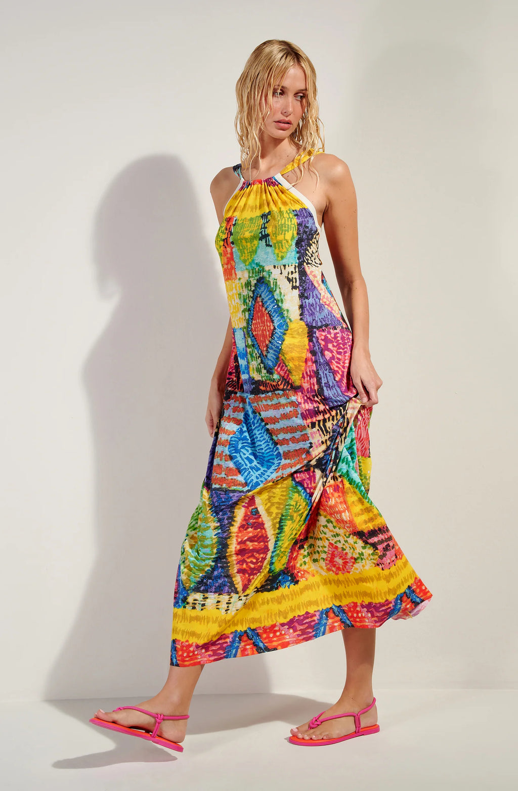 Robe longue noire à dos nu en voile extensible Licie