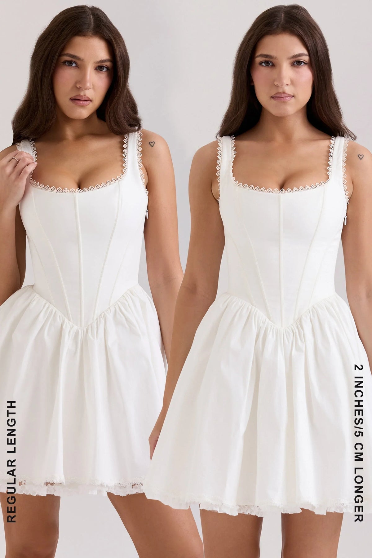 Mini-robe blanche en coton extensible