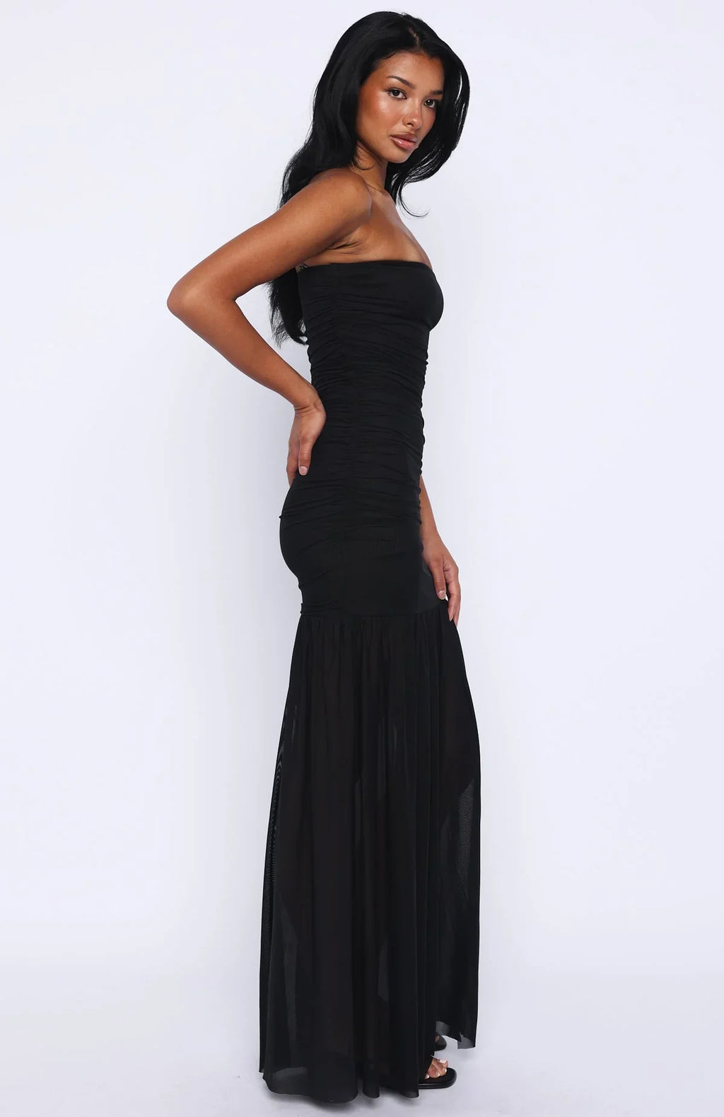 Robe longue bustier noire Stop The Show