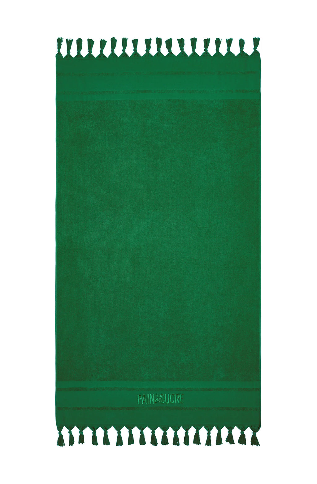 zaina Embroidered olive green terry fouta towel