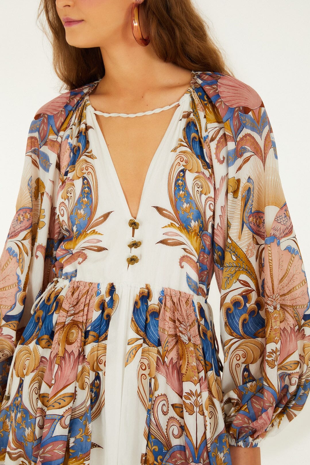 Robe mini bulle Off-White Sea Garden à manches bouffantes