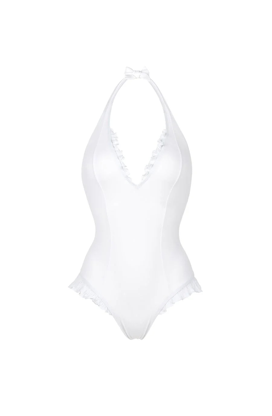 caylane Jade scooped-out one-piece swimsuit with ruffles