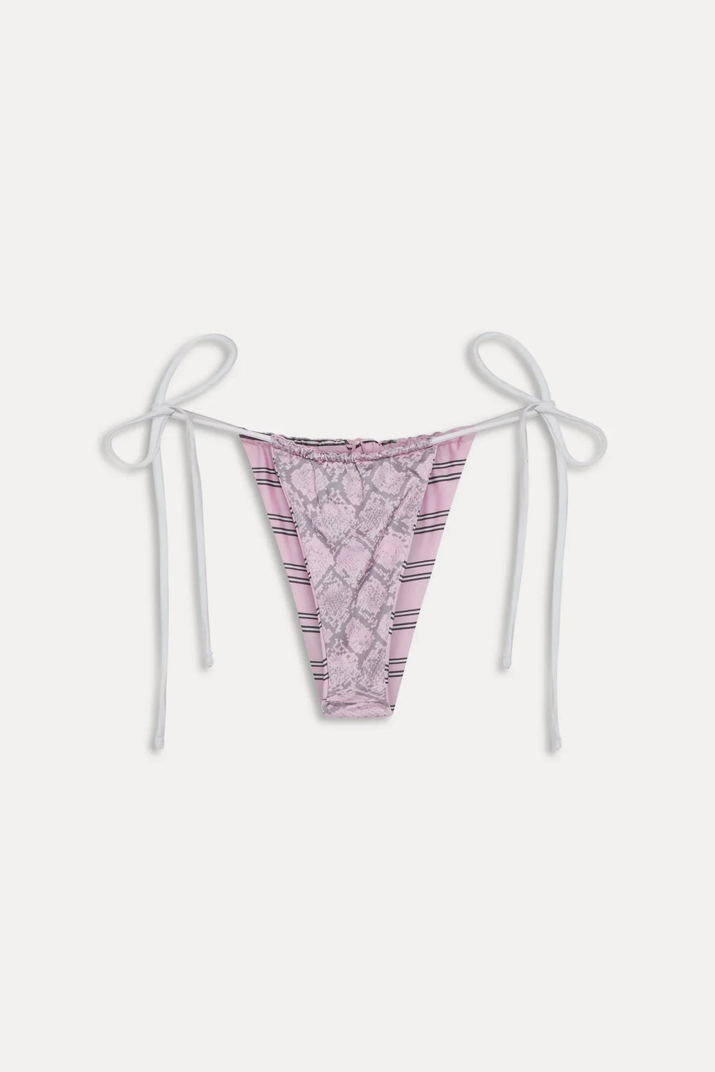 Bas de maillot de bain réversible en satin Tia – Rayures roses