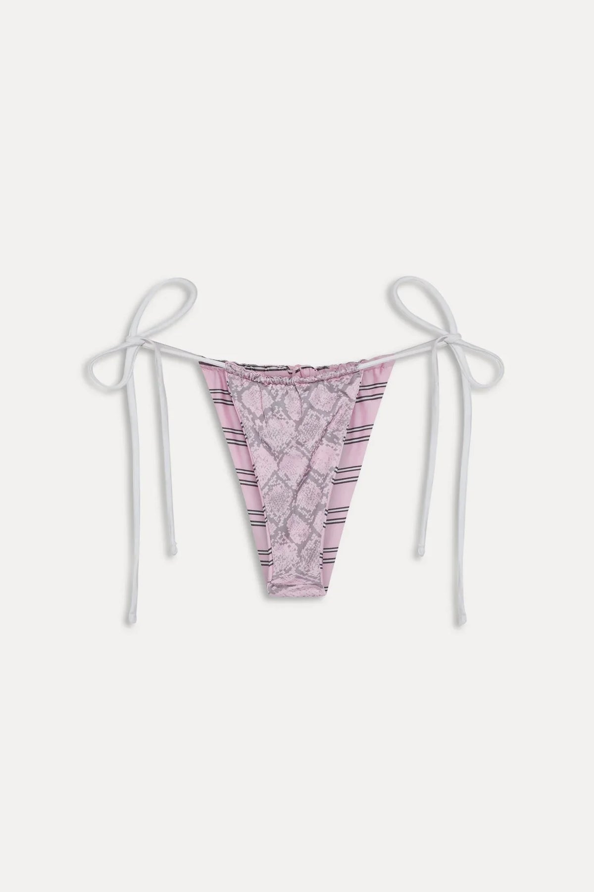 Bas de maillot de bain réversible en satin Tia – Rayures roses