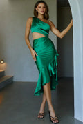 Robe midi découpée « Just A Rumor » verte