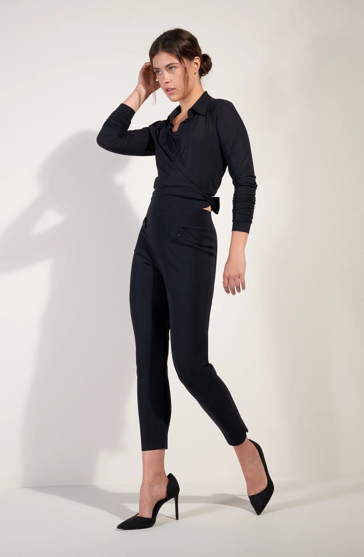 poppy Black high-waisted pants