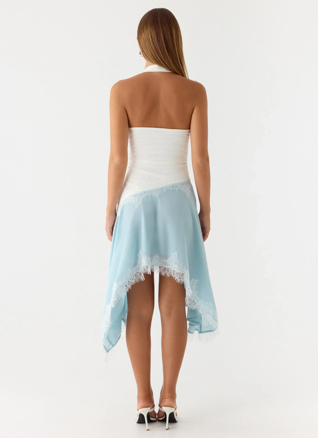 Robe midi Brionee – Bleu pâle et blanc