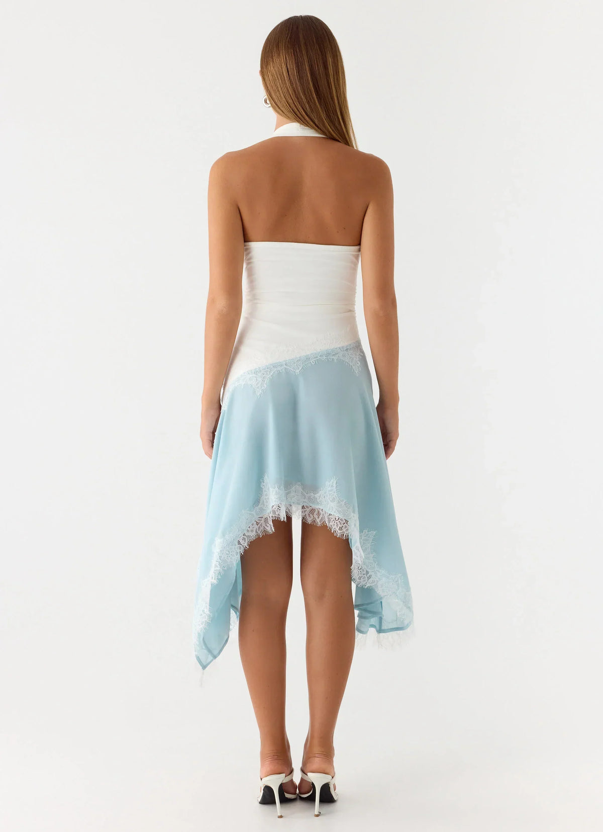 Robe midi Brionee – Bleu pâle et blanc