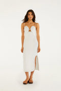 Off-White Shell Bodice Pearl Midi Dress
