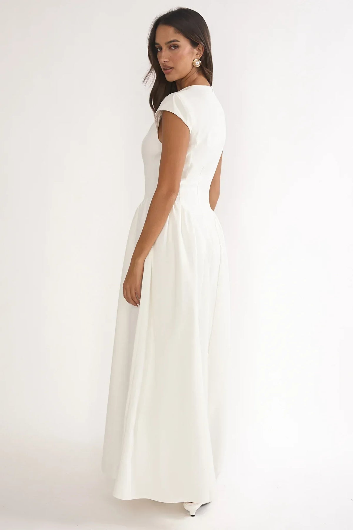 Robe longue Lynnie à manches courtes crème