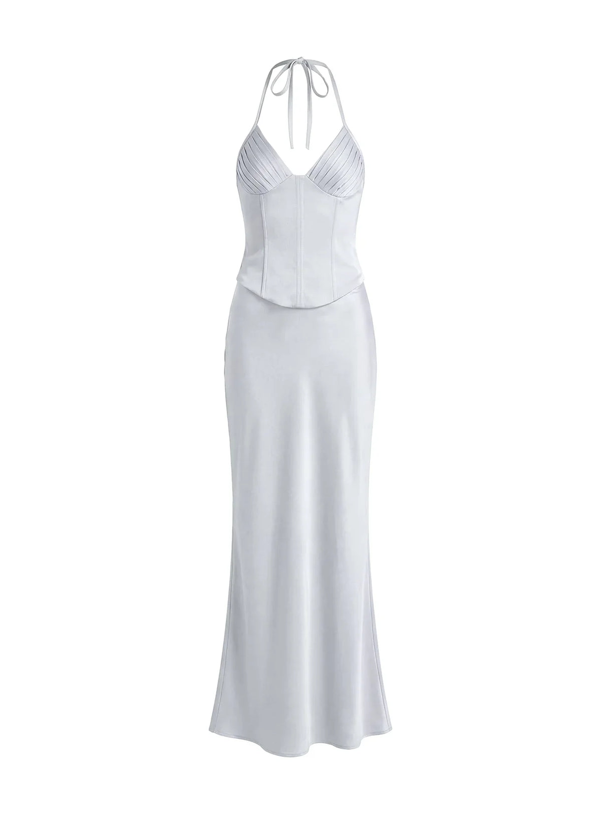 Robe longue corset en satin Devotedness argenté
