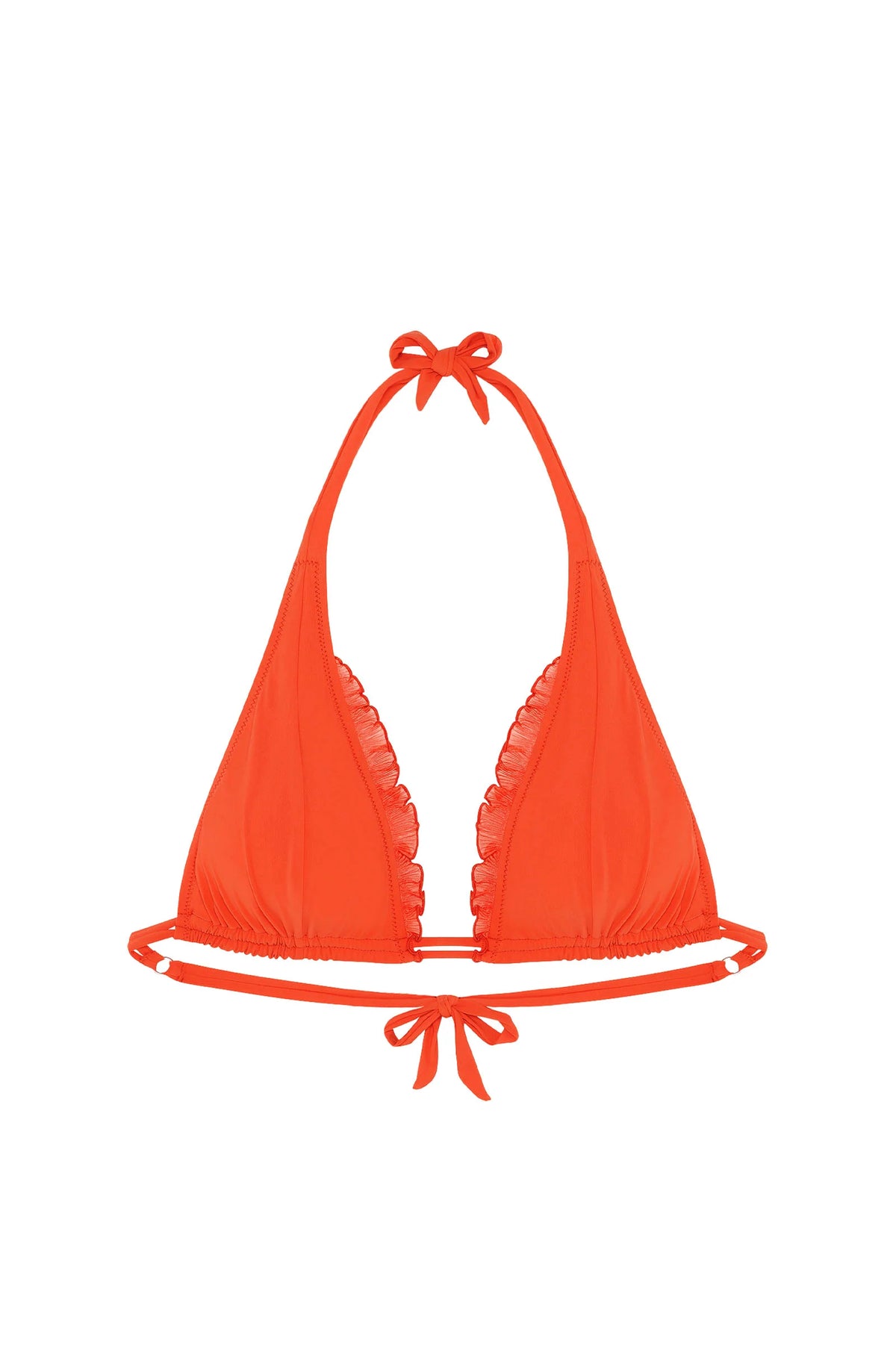 Haut de bikini triangle blanc avec volants maelys