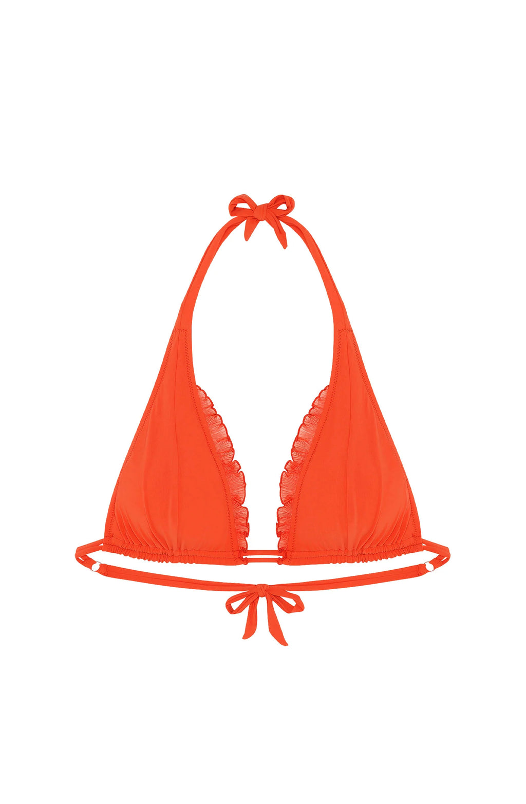 maelys Ochre triangle bikini top with ruffles
