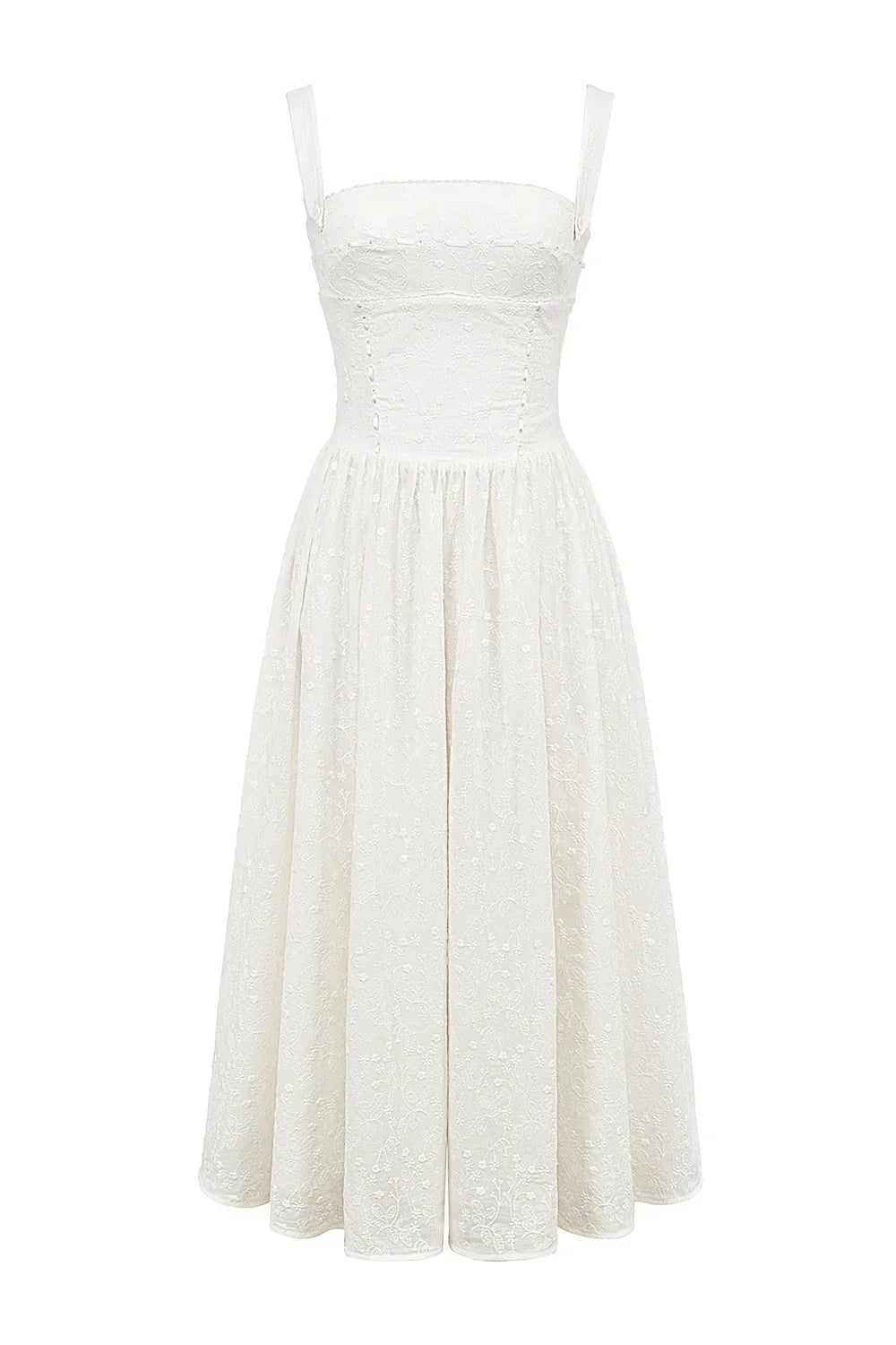 white broderie anglais midi sundress