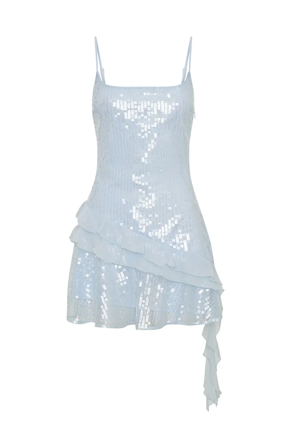 Robe Courte Supernova à Paillettes Bleu Glacé