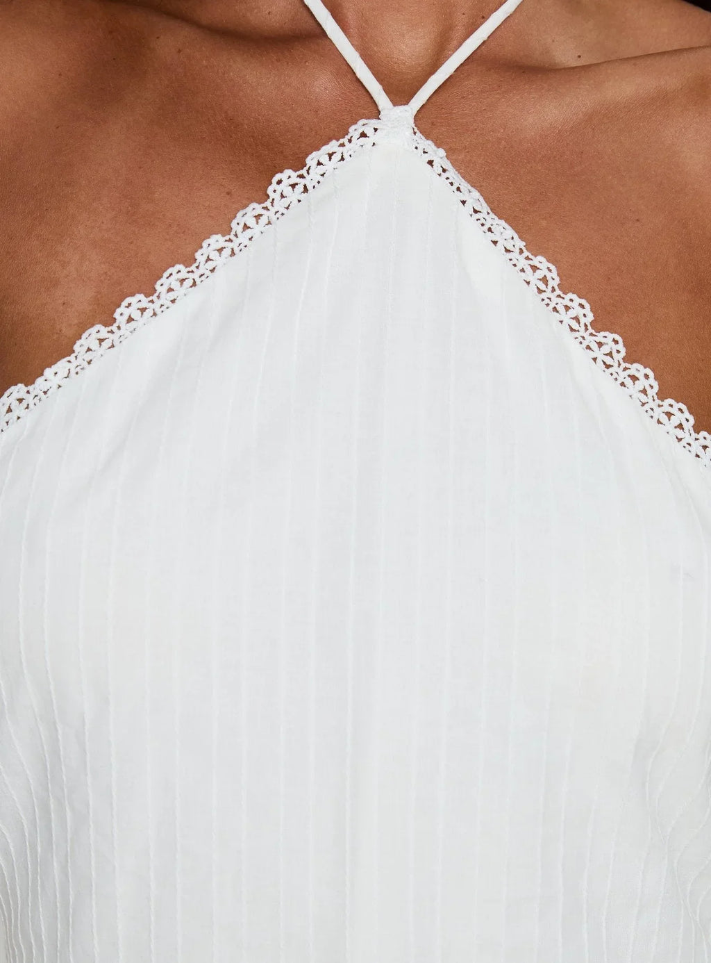 Robe mini blanche Harie Arrow, tour de cou halter