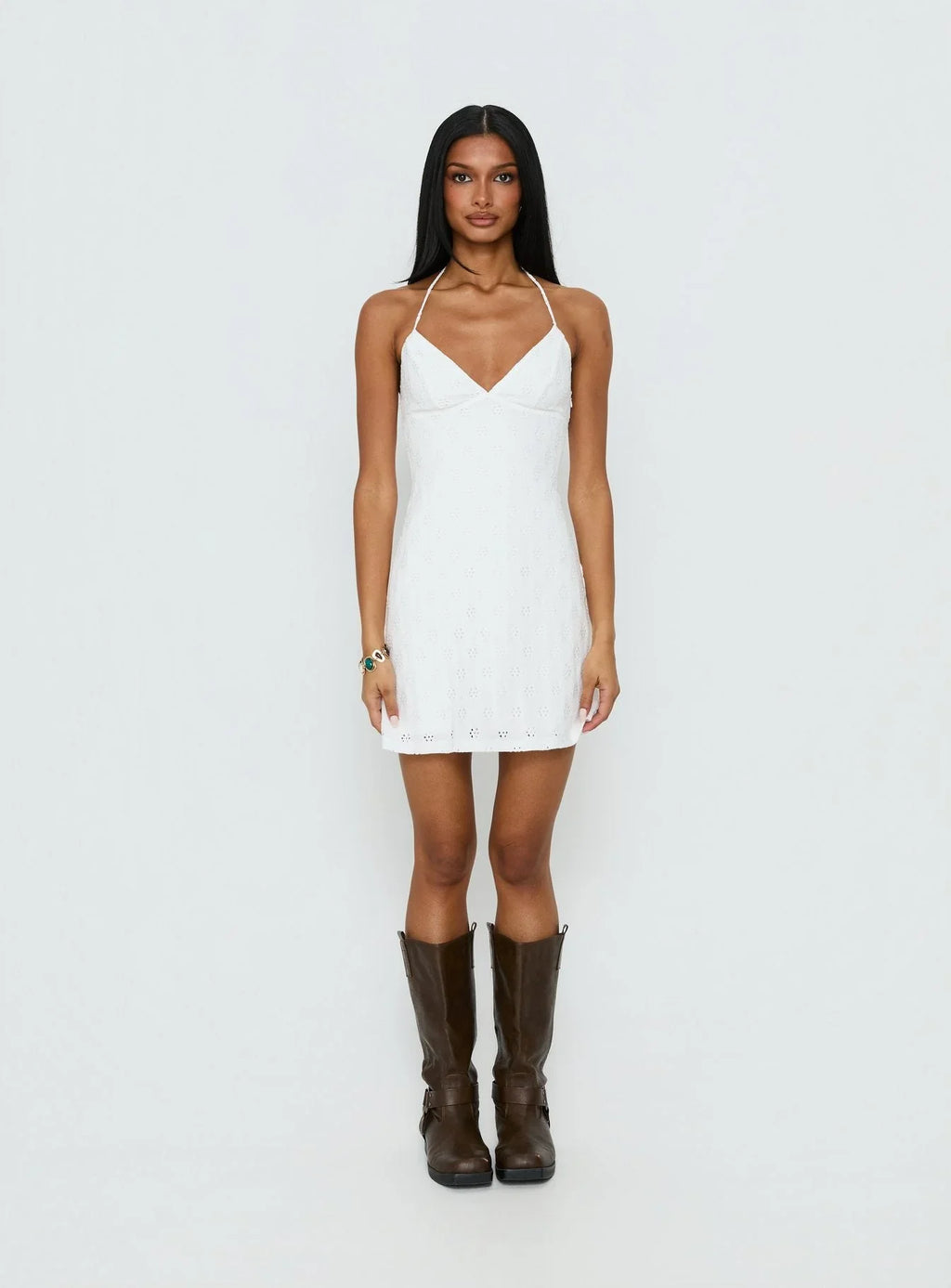 Robe courte brodée Summer Cider blanche