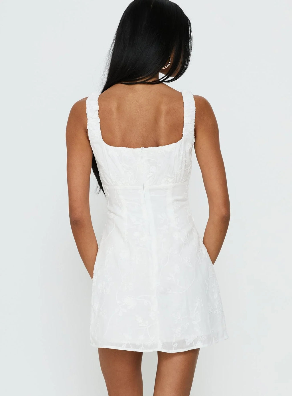 Mini-robe brodée Donnamarie blanche