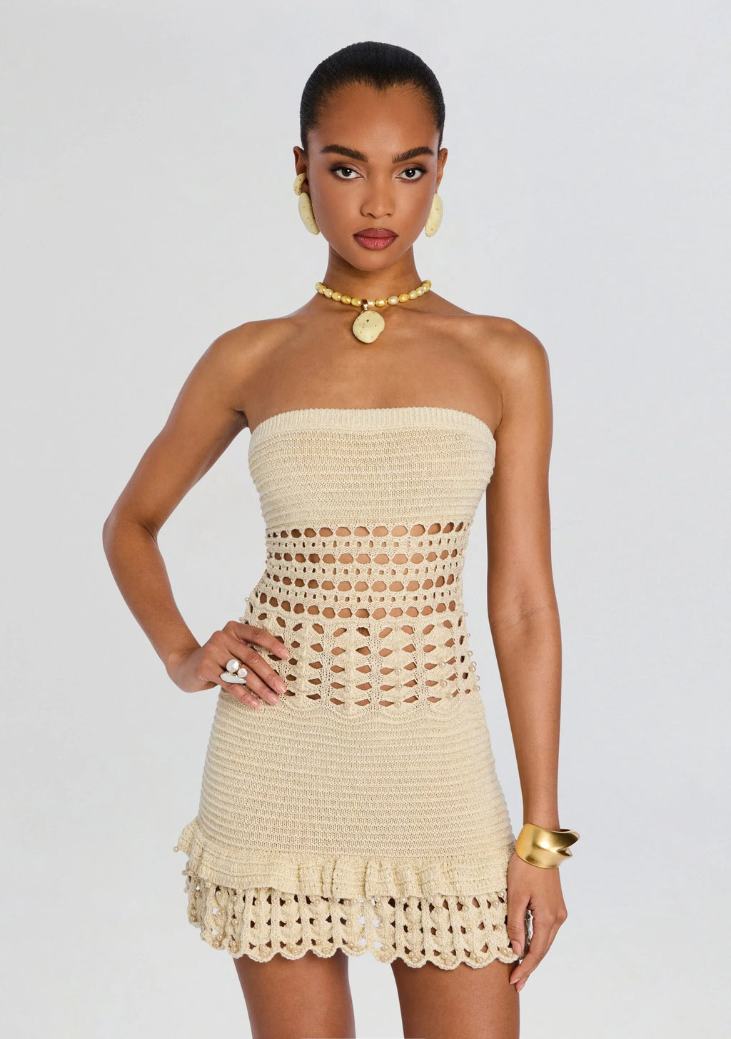 Robe Vali en crochet métallisé et perles