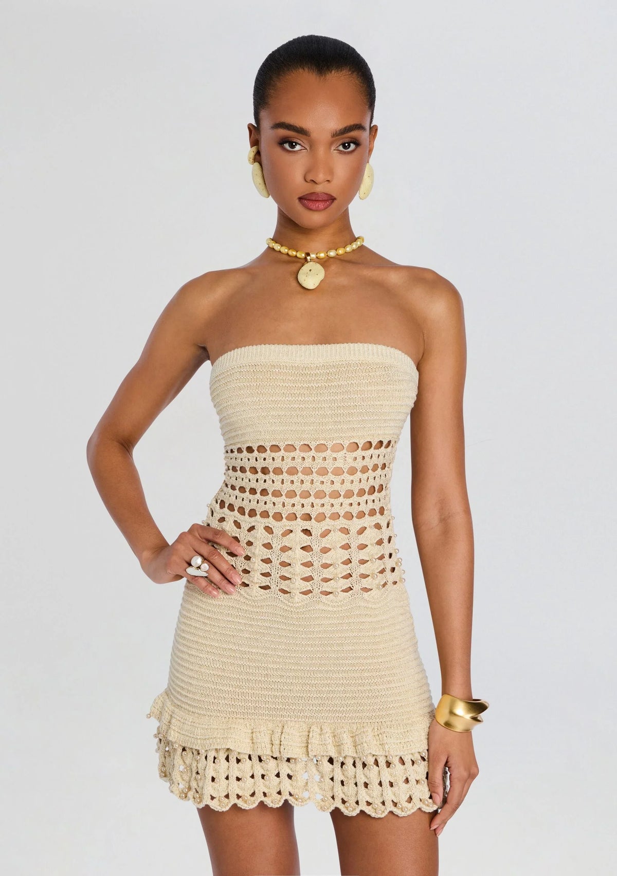 Robe Vali en crochet métallisé et perles