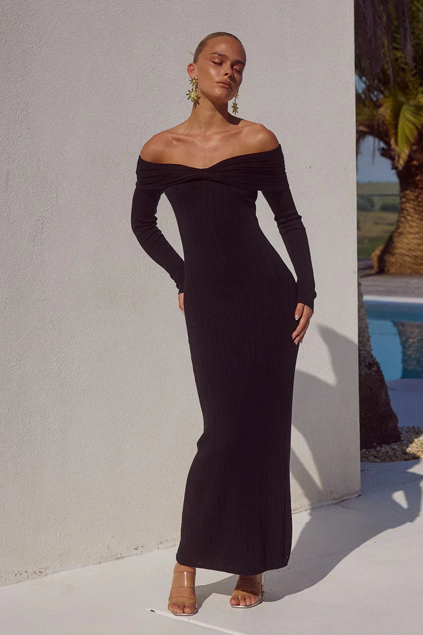 AIRILIE MIDI DRESS - BLACK