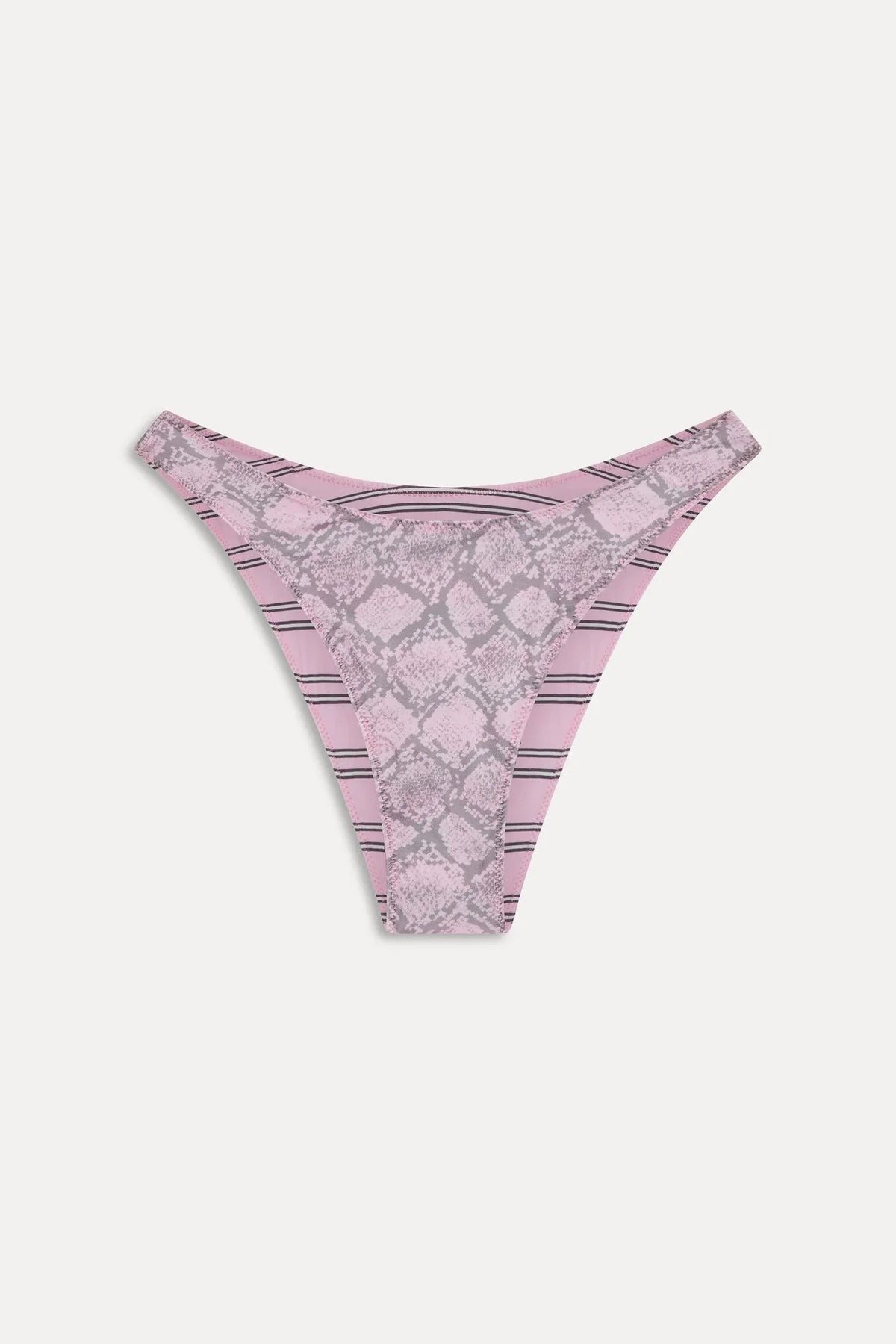 Bas de bikini réversible en satin Dove - Rayures roses