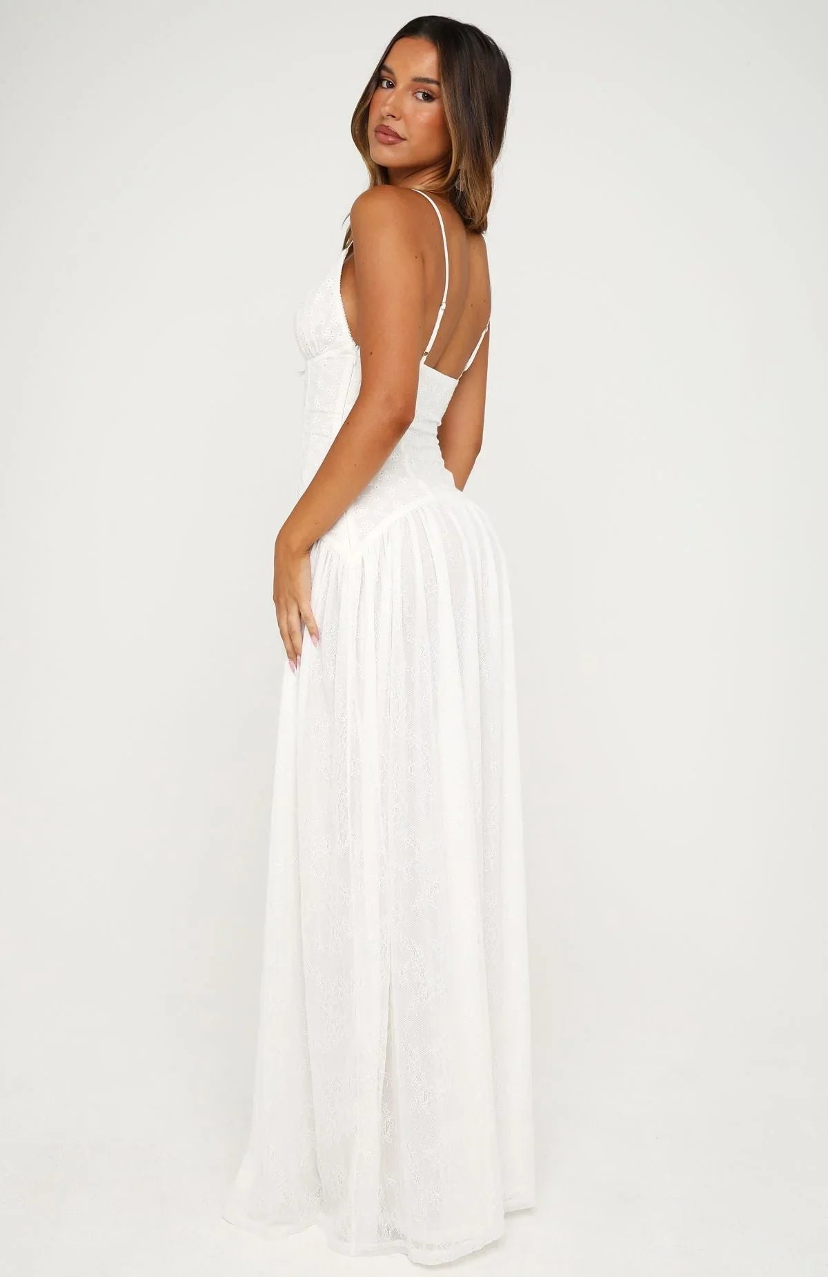 Robe longue brodée Sultry Shore blanc cassé