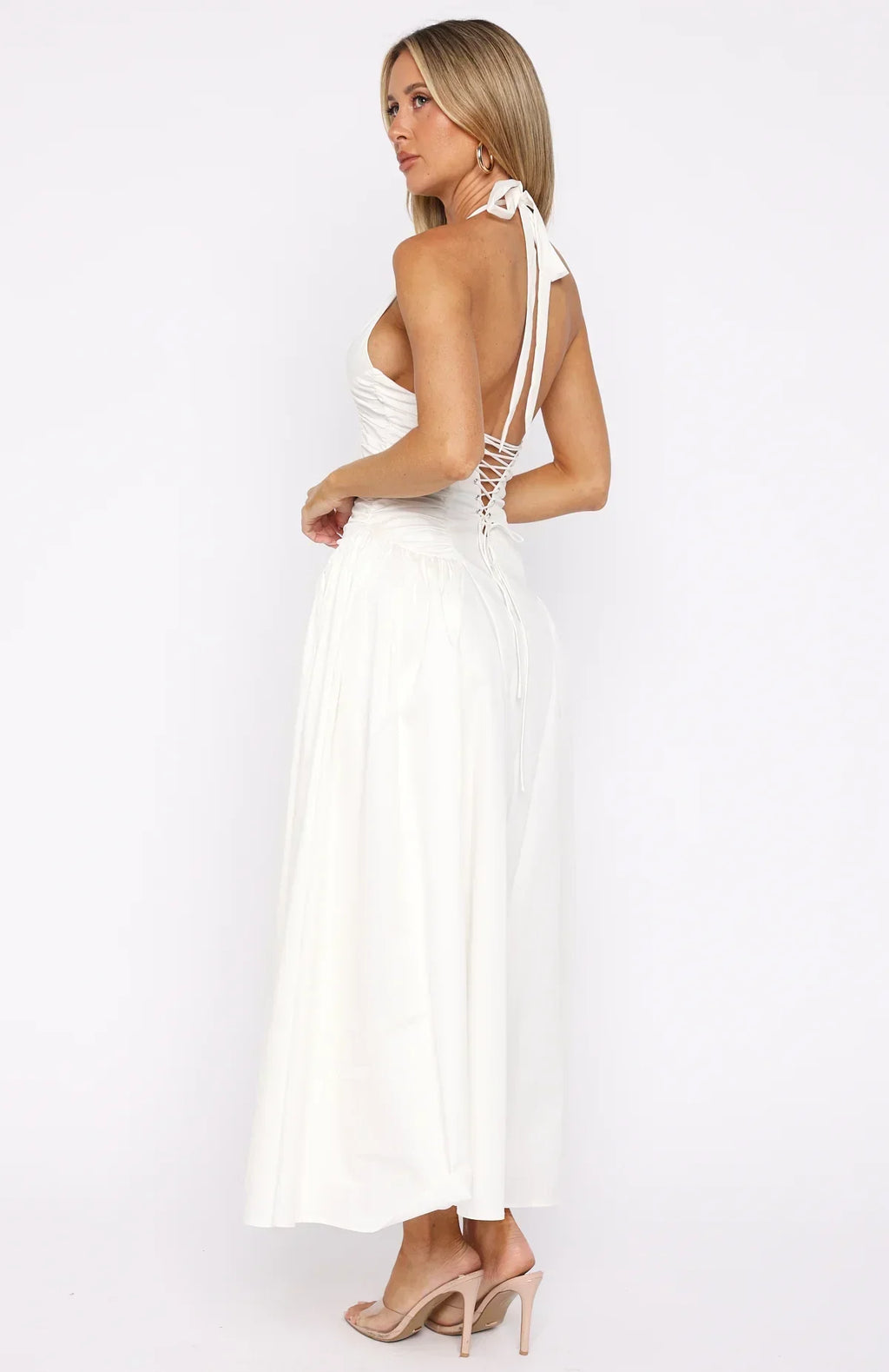 Robe midi dos nu "Tinsel Trouble" blanche