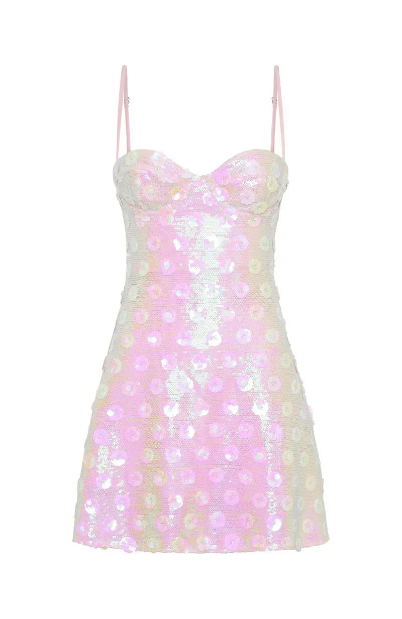 Mini-robe Pailletée « Âme Radieuse » Rose Bébé